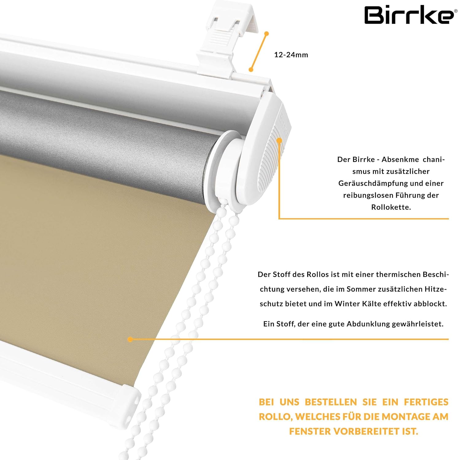 Thermorollo nach Maß – Maßgefertigtes Verdunkelungsrollo – Ohne Bohren / Mit Bohren (2in1)