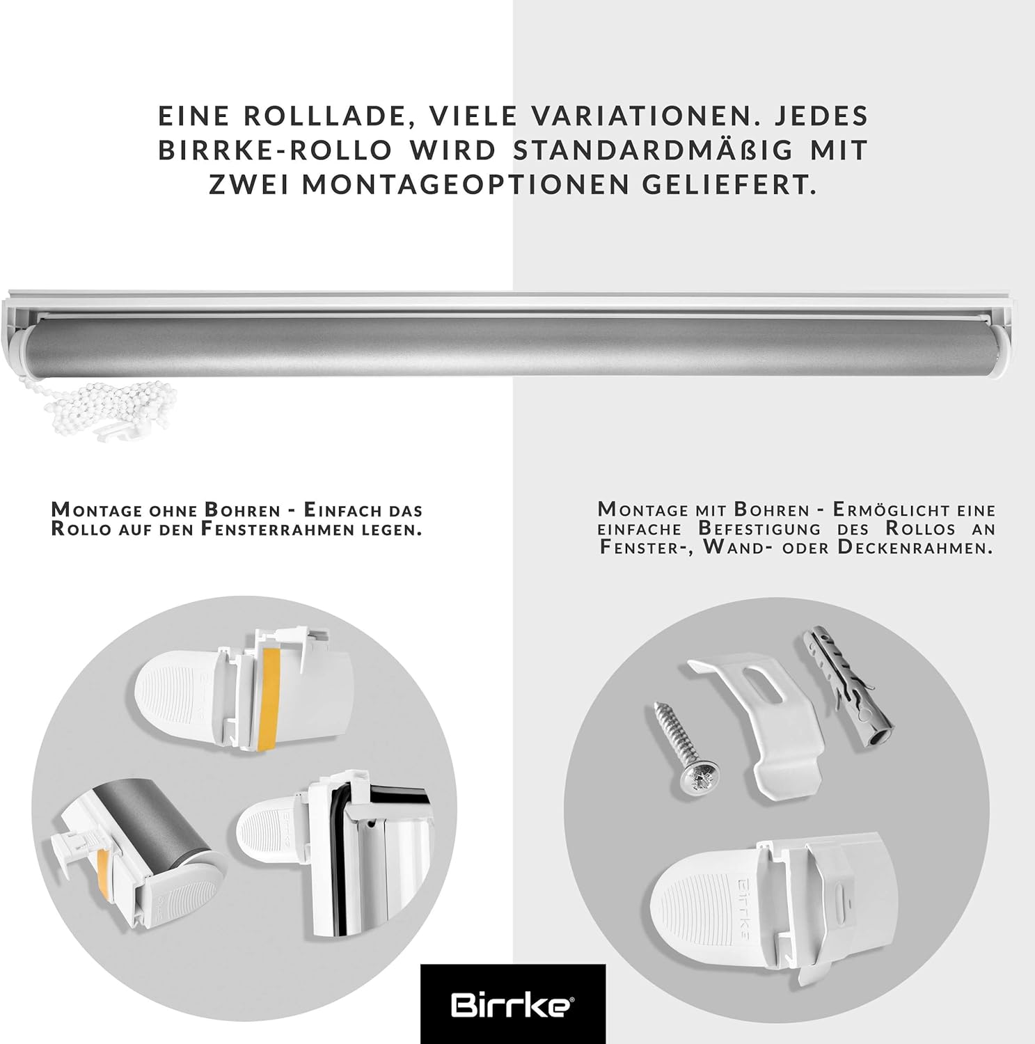 Thermorollo nach Maß – Maßgefertigtes Verdunkelungsrollo – Ohne Bohren / Mit Bohren (2in1)