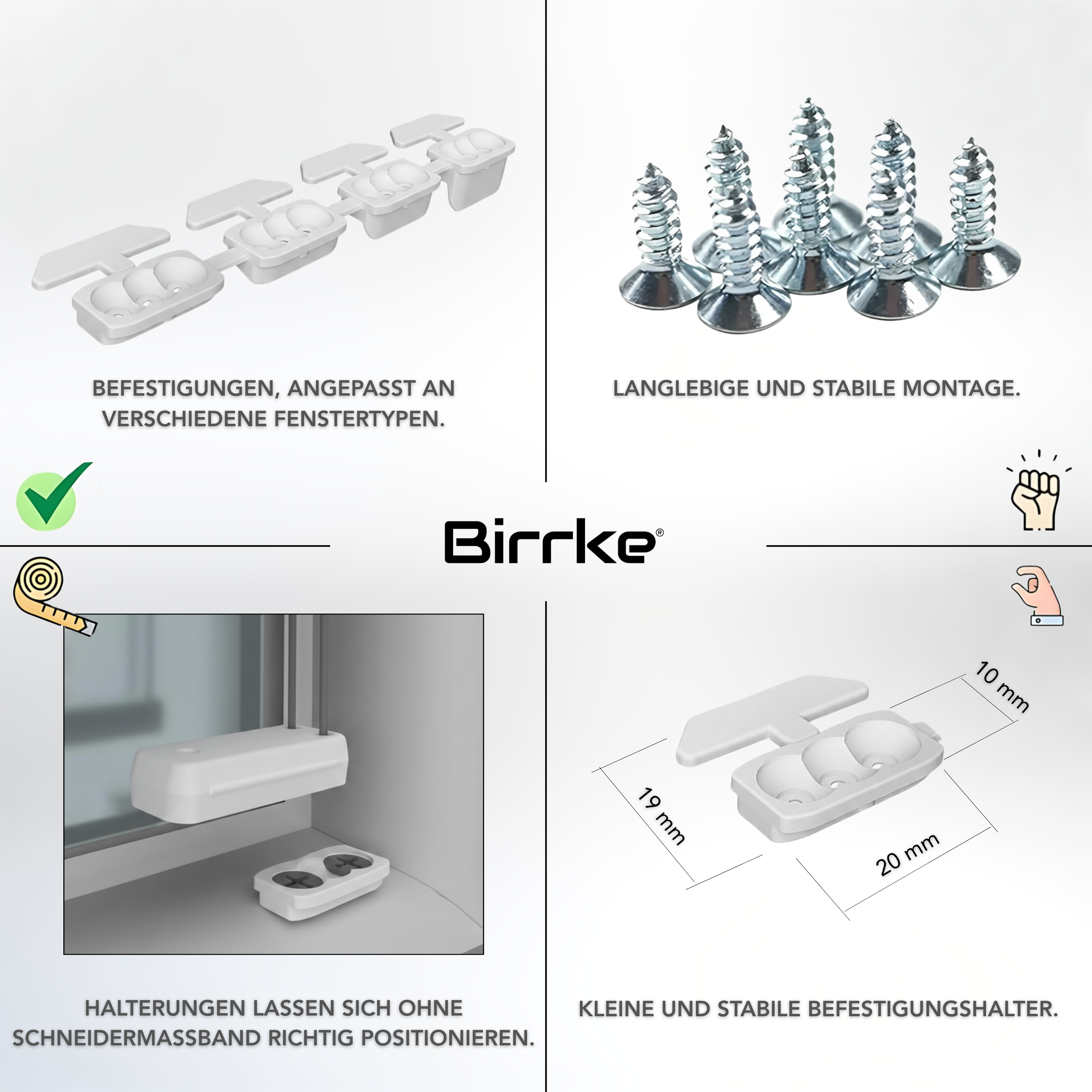 Birrke® Plissee nach Maß zum Bohren – Feste Montage im Fensterrahmen