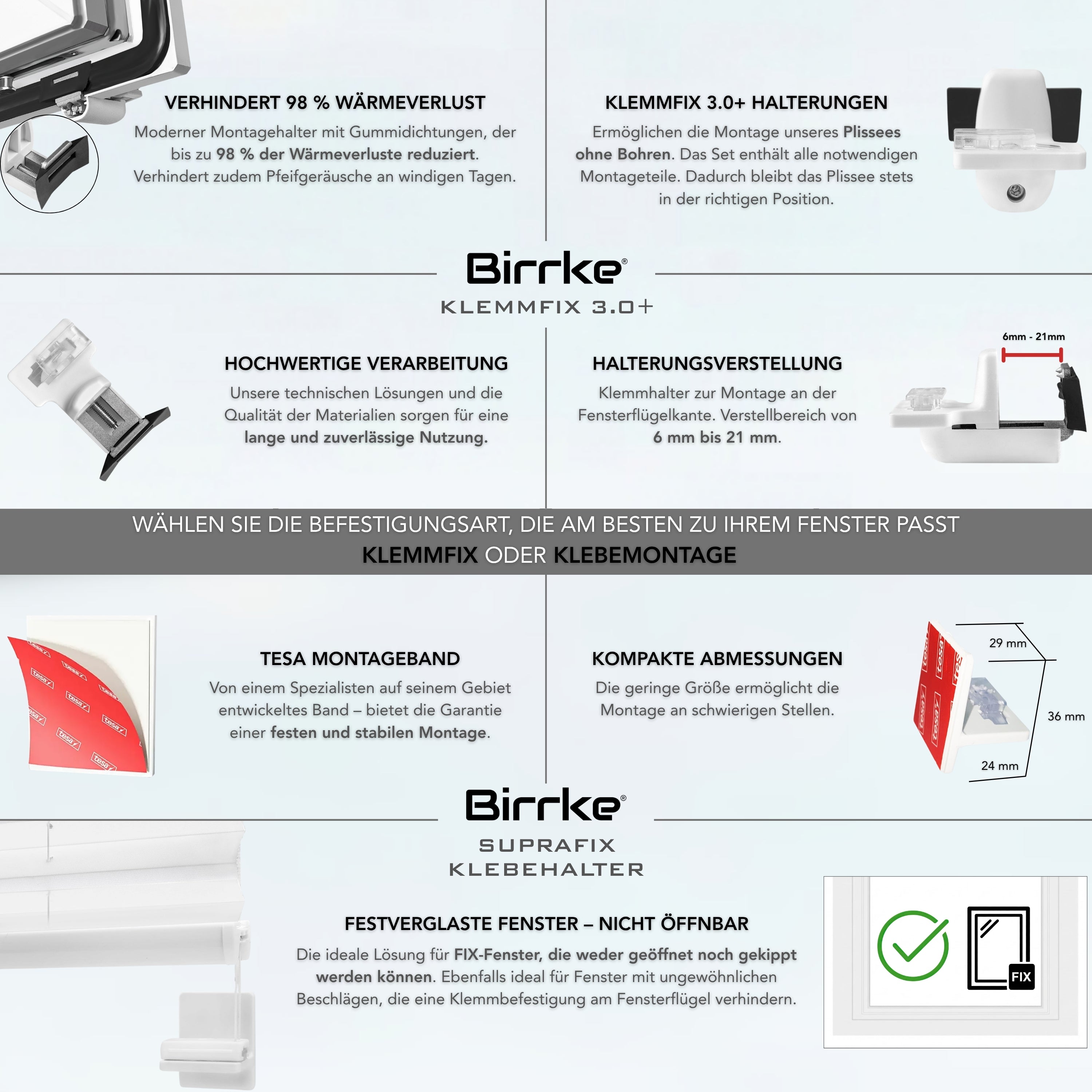 Birrke® Thermo-Plissee nach Maß – Halbverdunkelnd & Hitzeschutz